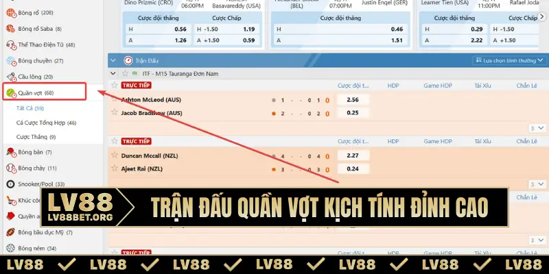 Trận đấu quần vợt kịch tính đỉnh cao